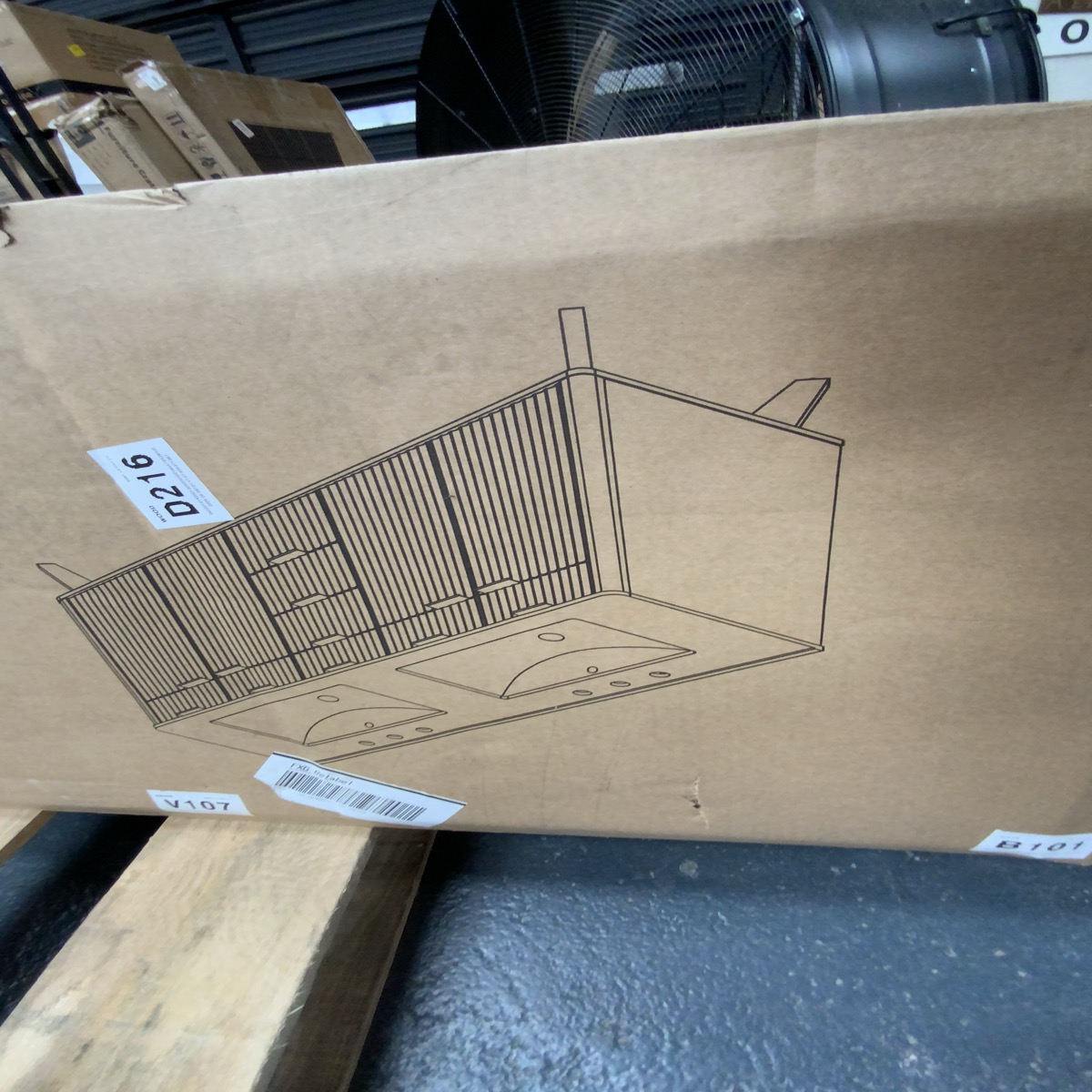 Double Bathroom Vanity Cabinet with Sinks (Line Art Illustration)