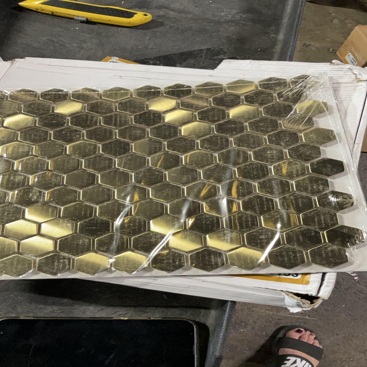 Gold Hexagon Mosaic Wall Tile Sheet
