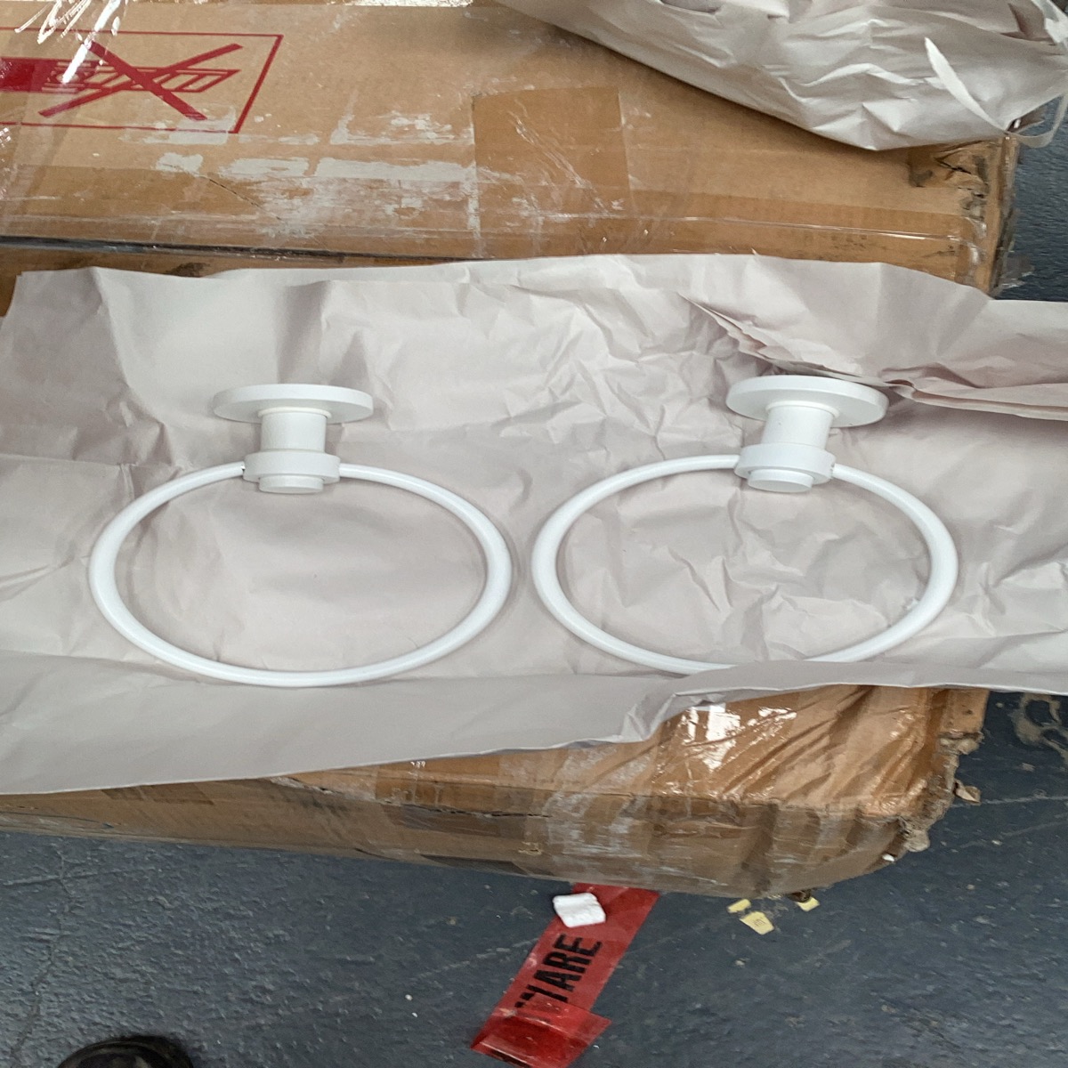 Set of 2 Matte White Wall-Mounted Towel Rings