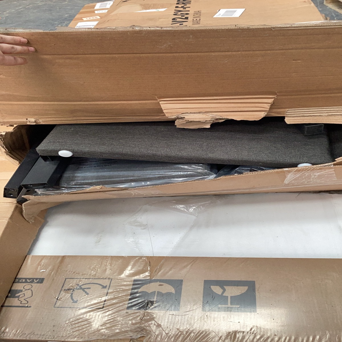 Upholstered Bed Frame / Foundation - Gray