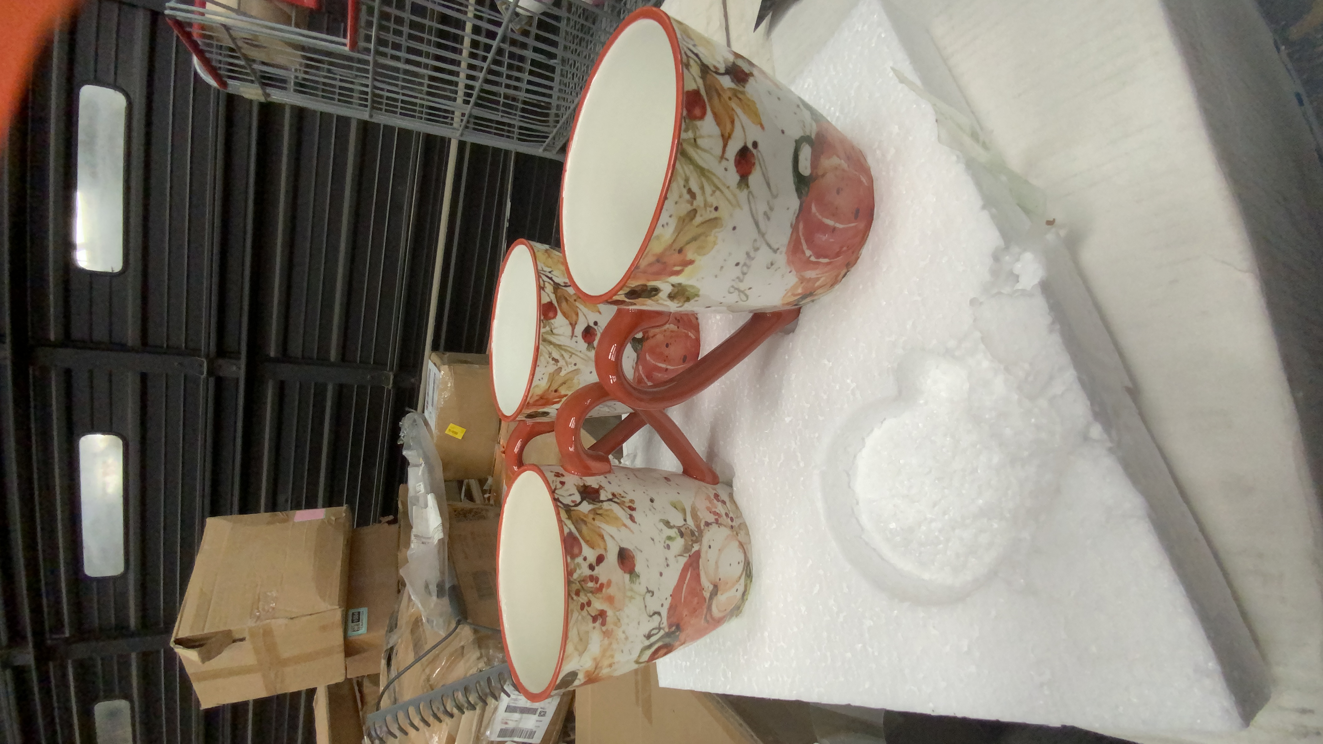 Set of 3 Ceramic Mugs with Fall/Holiday Floral Pattern