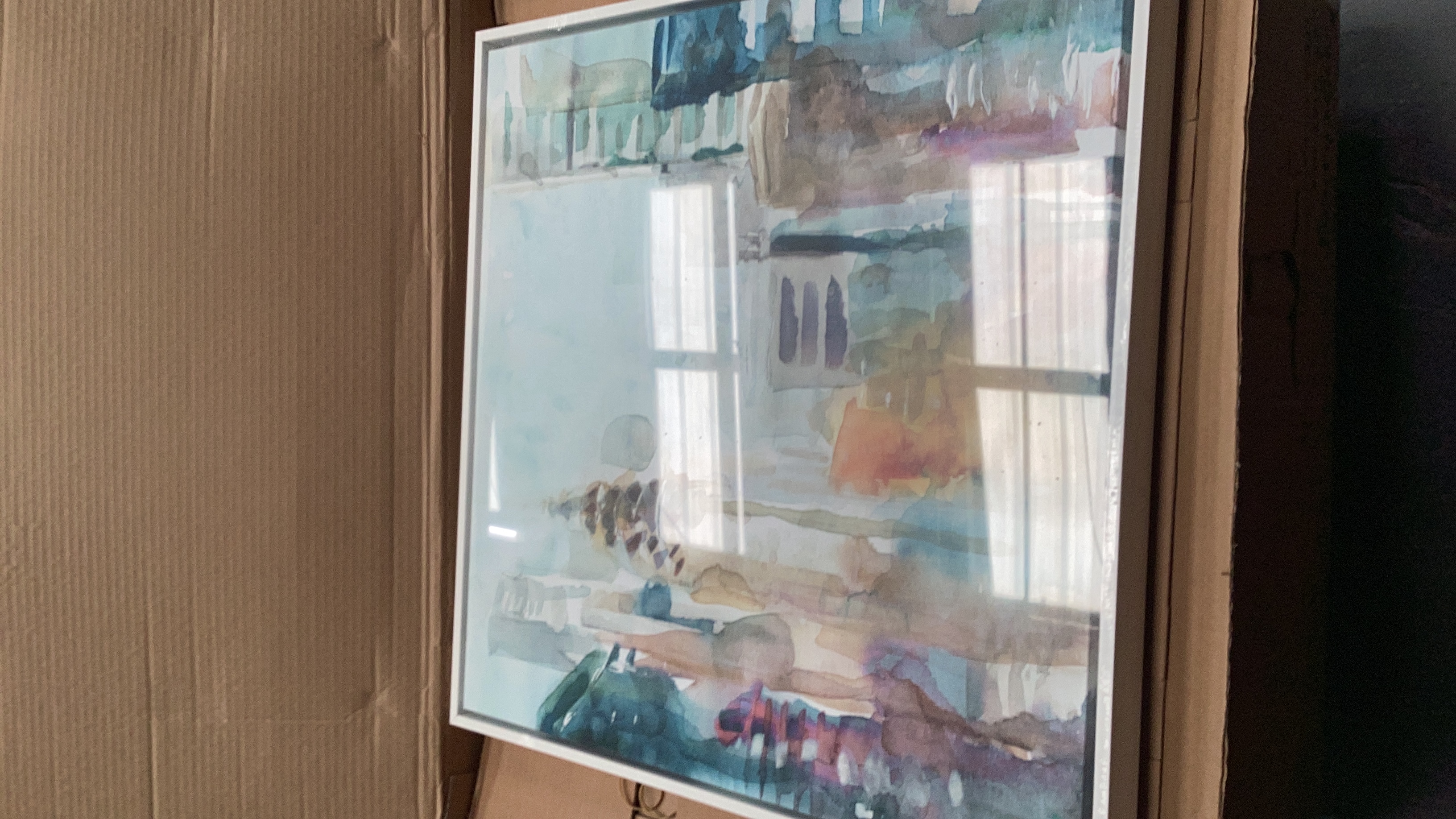 Abstract Urban Scenery Framed Canvas Print