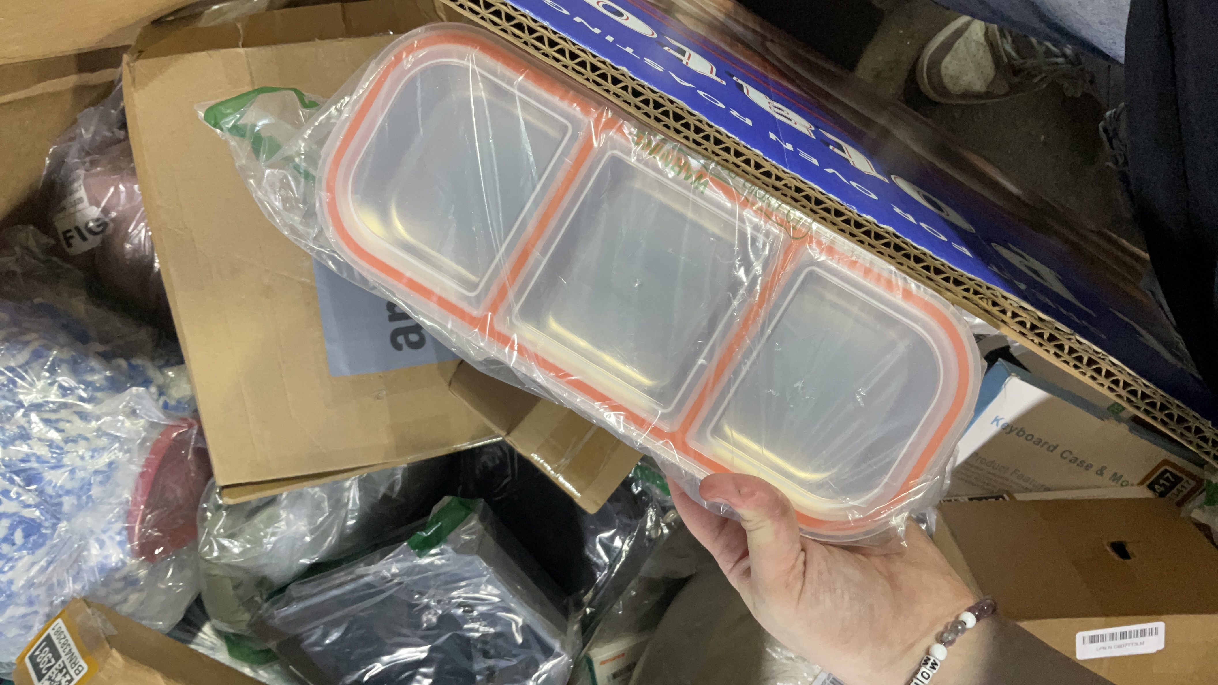 Divided Meal Prep Food Storage Containers, Orange Seal