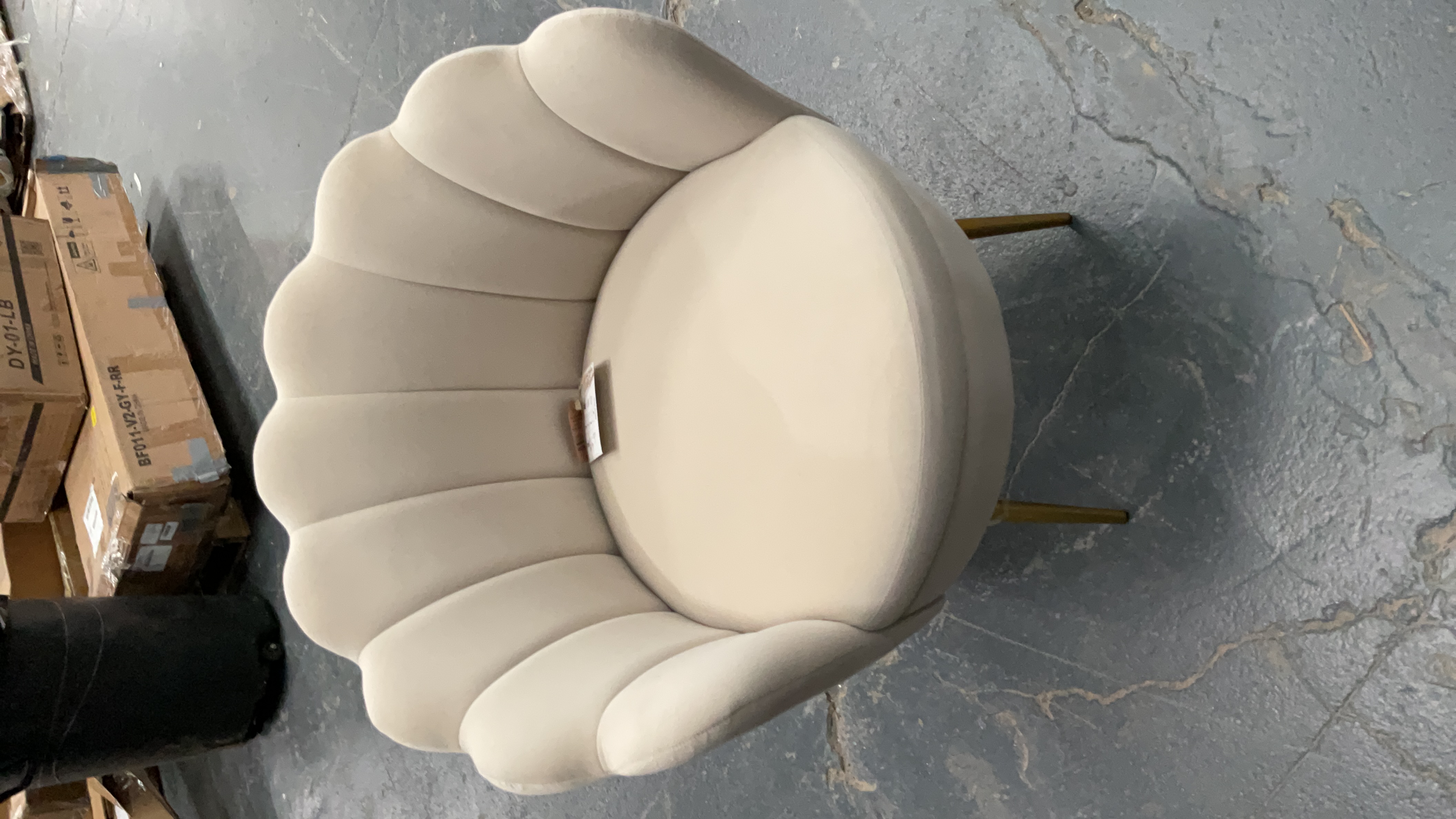 Channel Tufted Velvet Shell Chair with Gold Legs