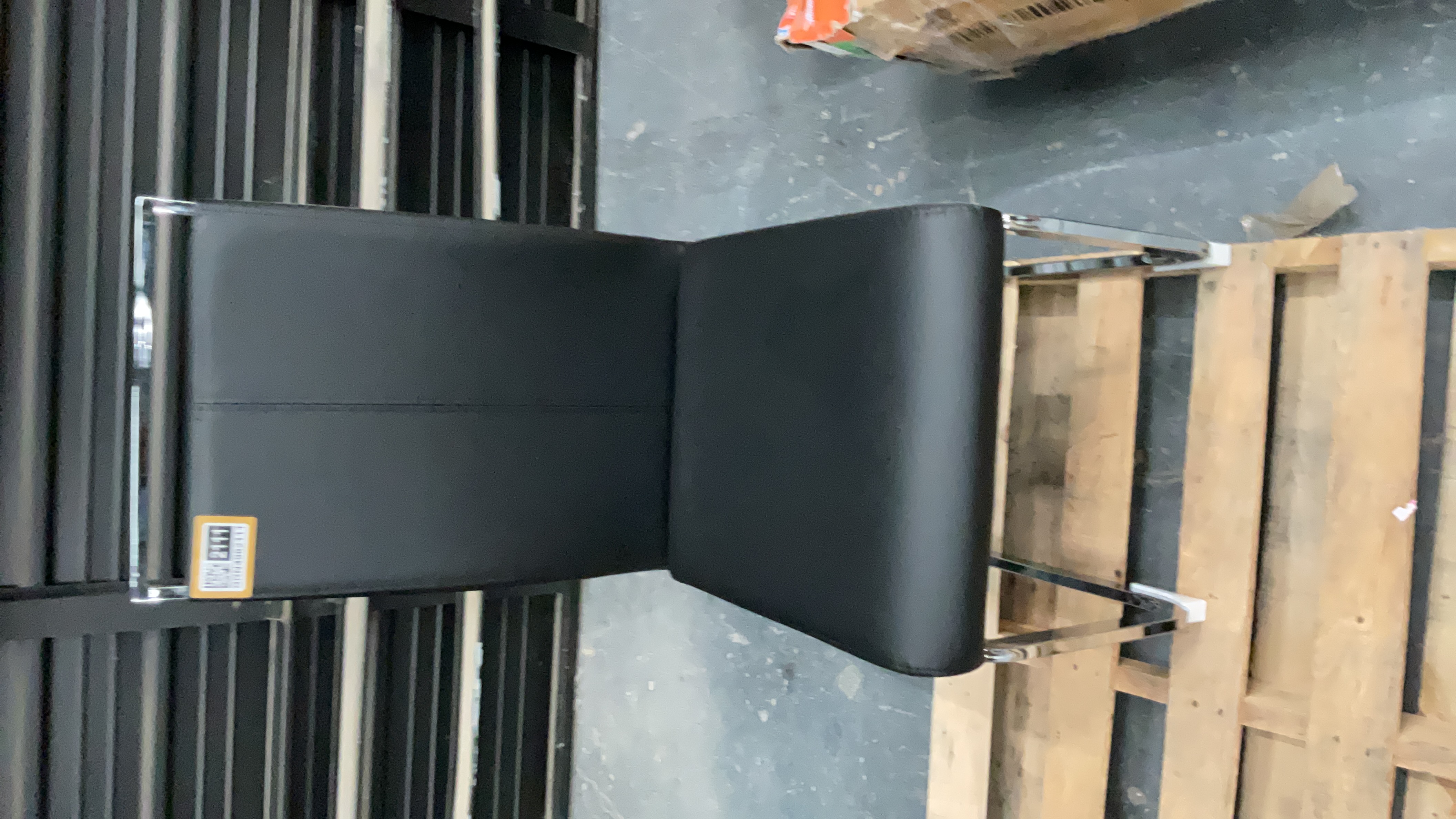 Modern Black Faux Leather Side Chair with Steel Base