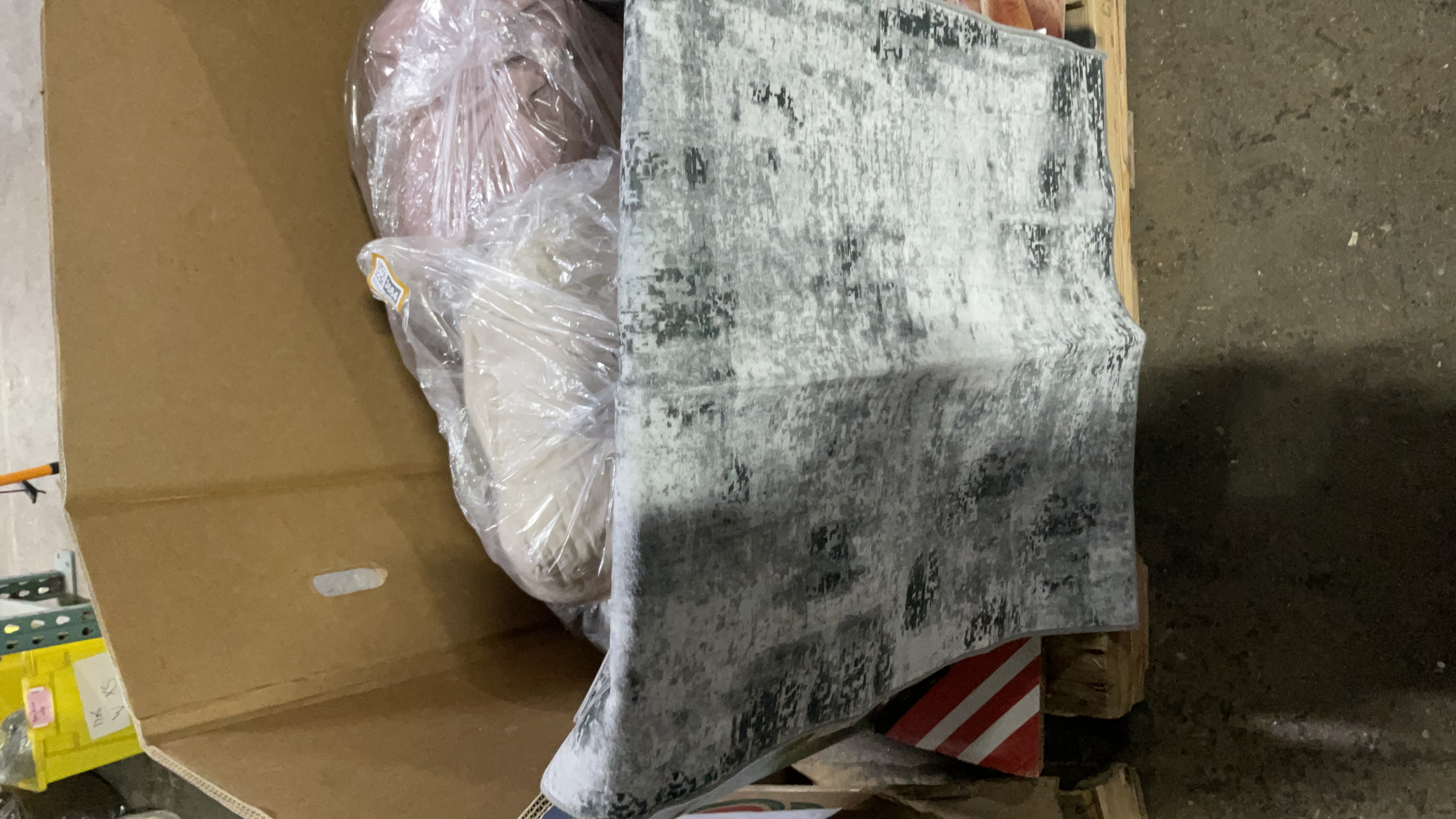 Abstract Gray and White Distressed Area Rug