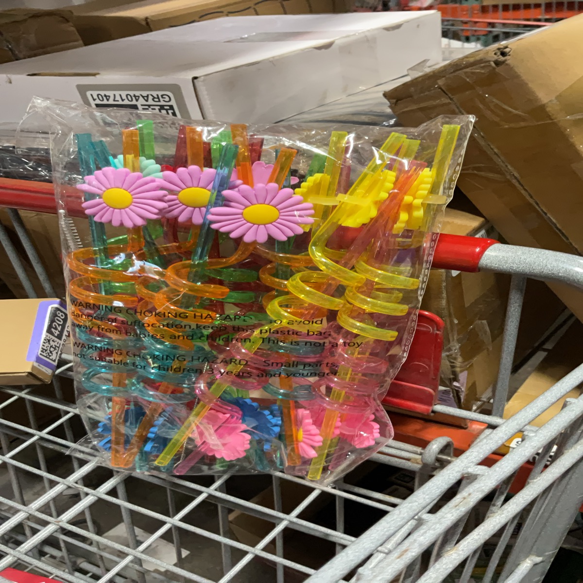 Spiral Straws with Daisy Flower Decorations - Assorted Colors