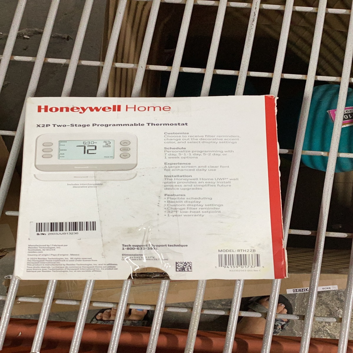 Honeywell Home X2P Two-Stage Programmable Thermostat with Flexible Scheduling Model RTH22B
