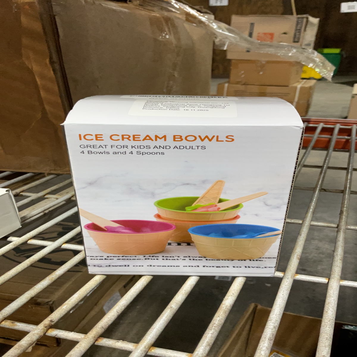 Ice Cream Bowls Set - 4 Bowls and 4 Spoons