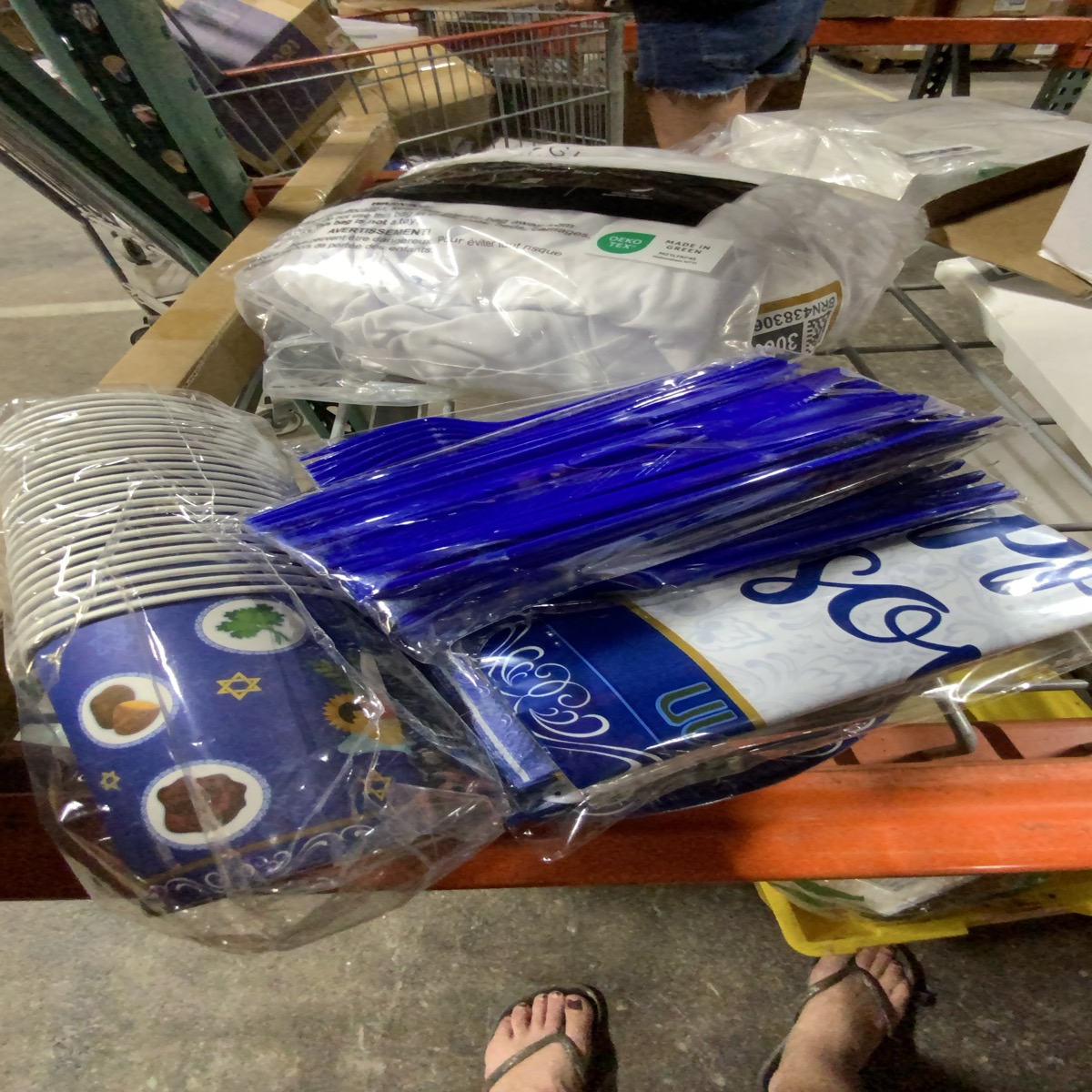 Set of Blue/White Hanukkah Party Supplies with Textile Items