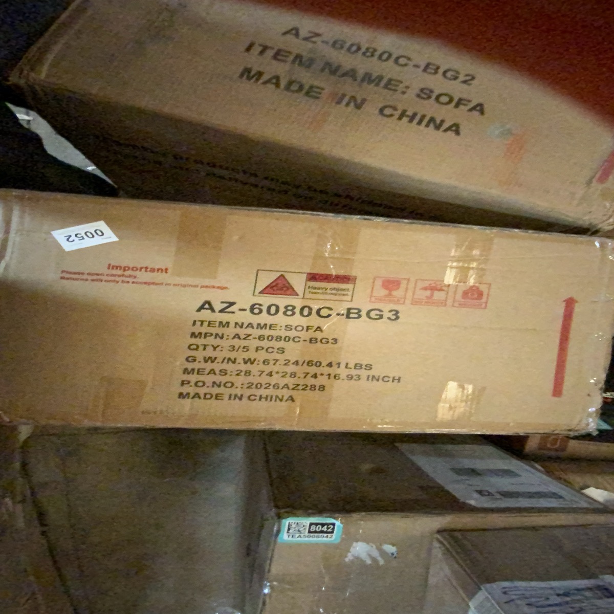 (Box 3) Sofa Component, Model AZ-6080C-BG3