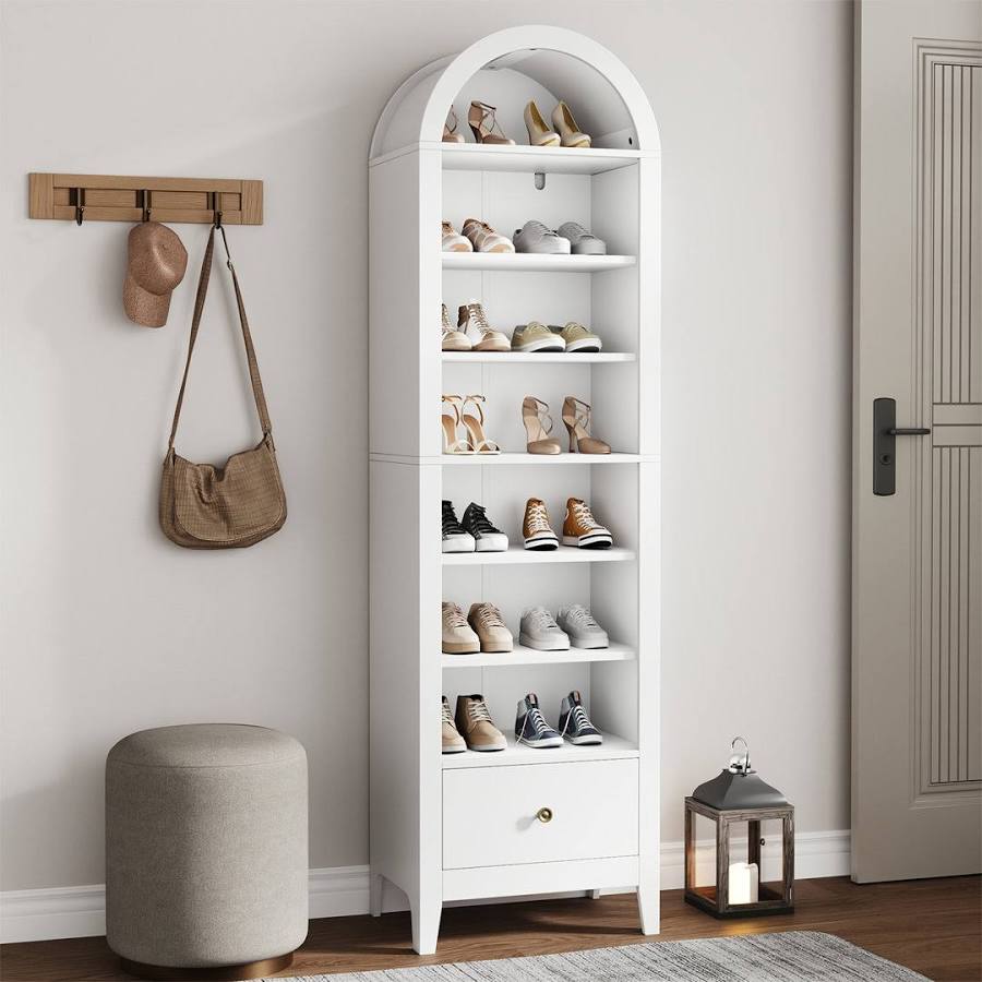 71" 16 Pair Shoe Storage Cabinet With 1 Storage Drawer And 4 Adjustable Shelves for Living Room