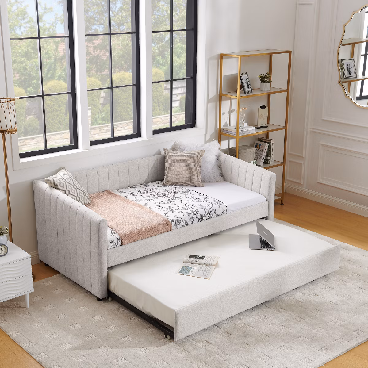 Twin Daybed with Trundle - White