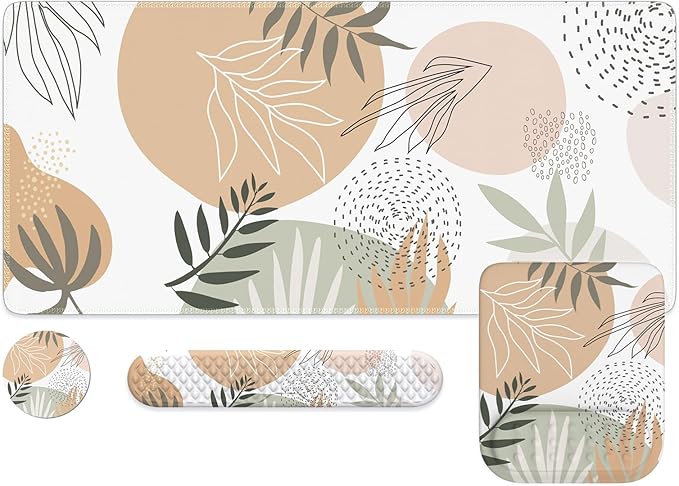 Abstract Floral Desk Mat and Wrist Rest Set