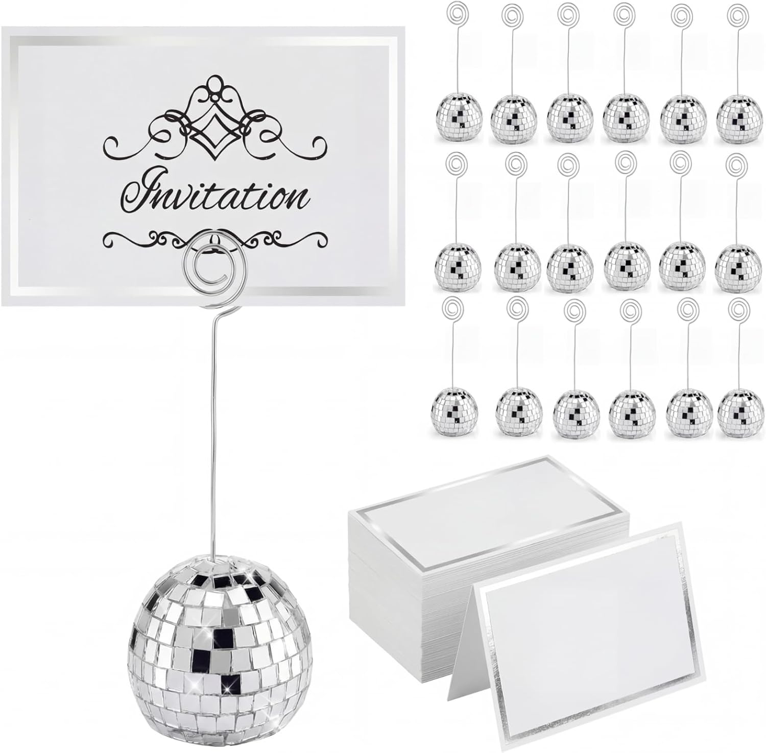 Maitys 60Pcs Disco Ball Table Number Holders