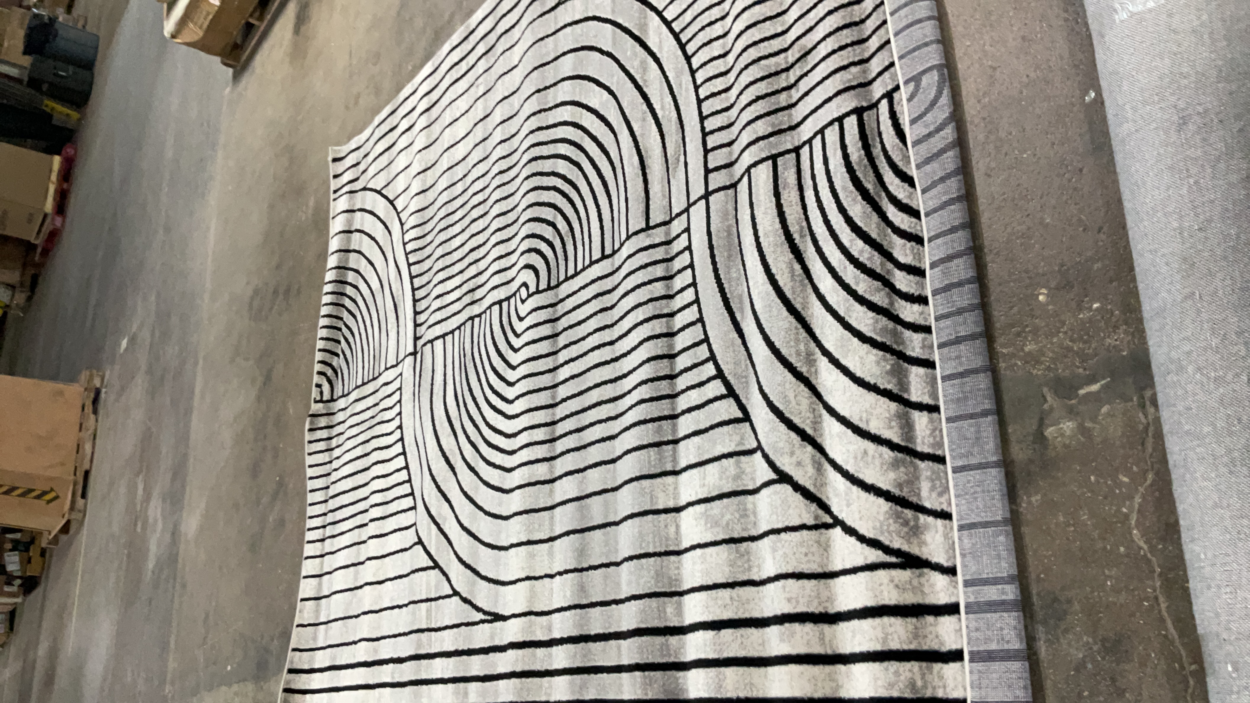Abstract Geometric Striped Area Rug - Black and White