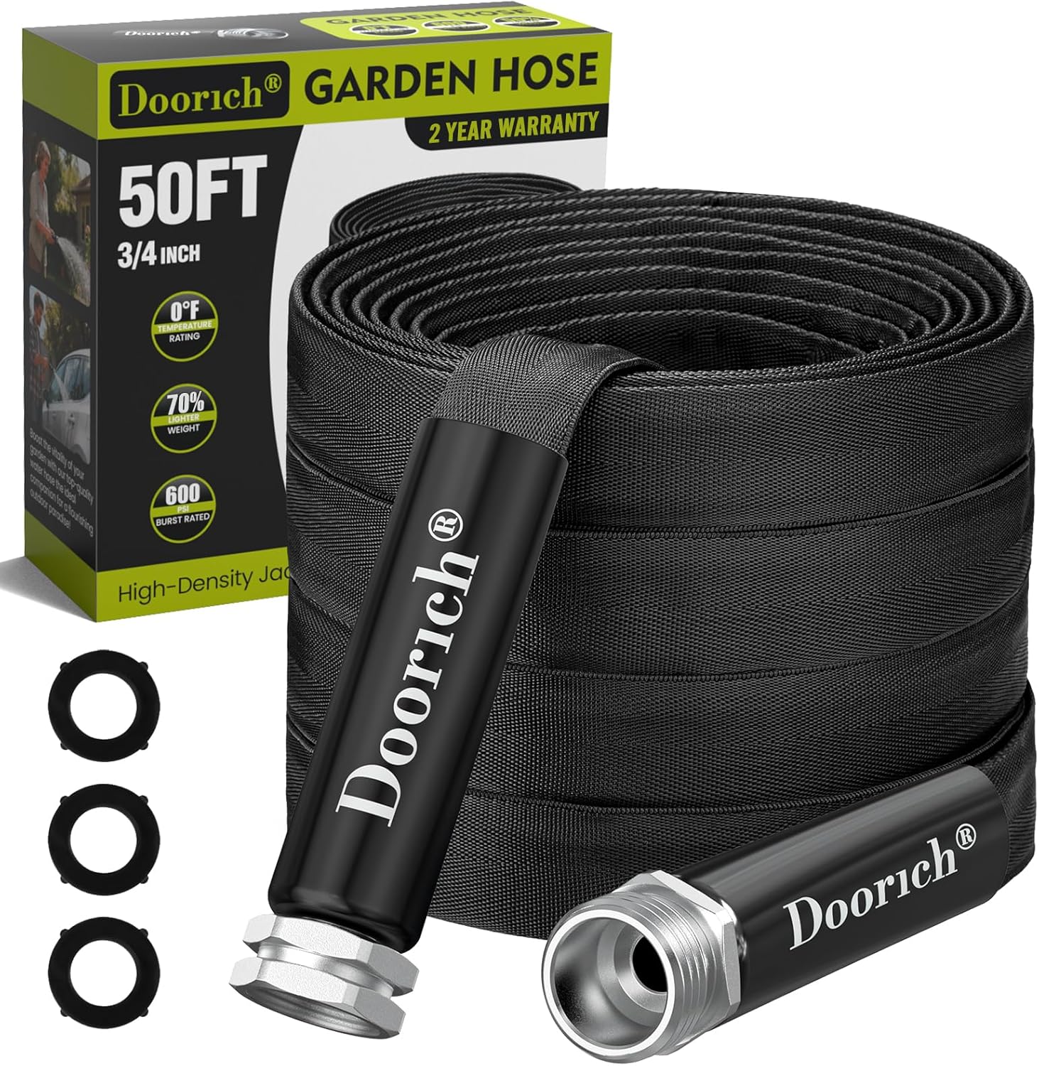 Doorich 50FT 3/4 Inch Garden Hose with Valve