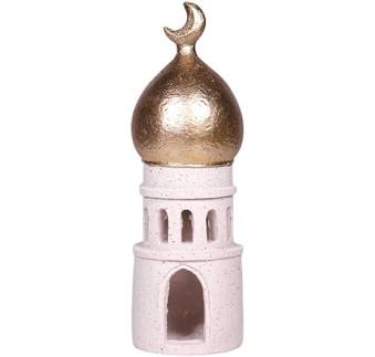 Hebdids Decorative Mosque Tower with Gold Dome, Hand Painted, 7.87 x 2.95 x 2.95 inches, White and Gold : Home & Kitchen