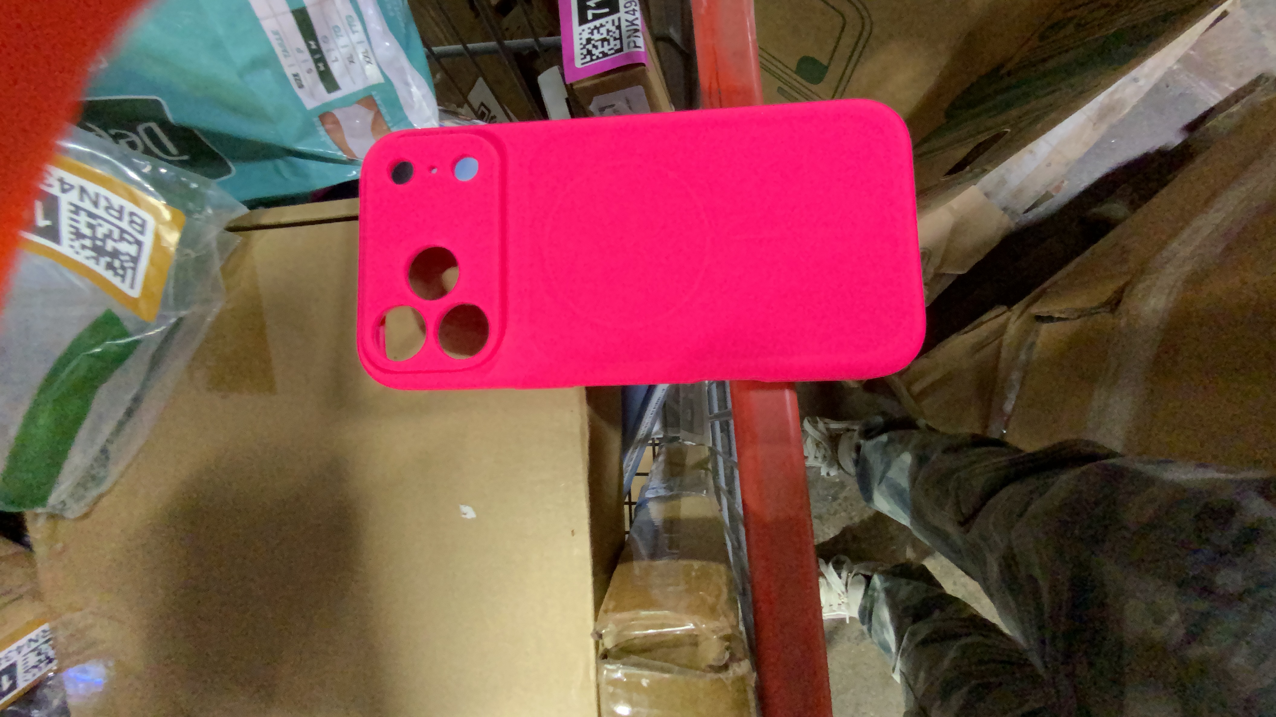 Hot Pink Silicone Magnetic Phone Case for iPhone (Likely 14/15/16 Pro Series)