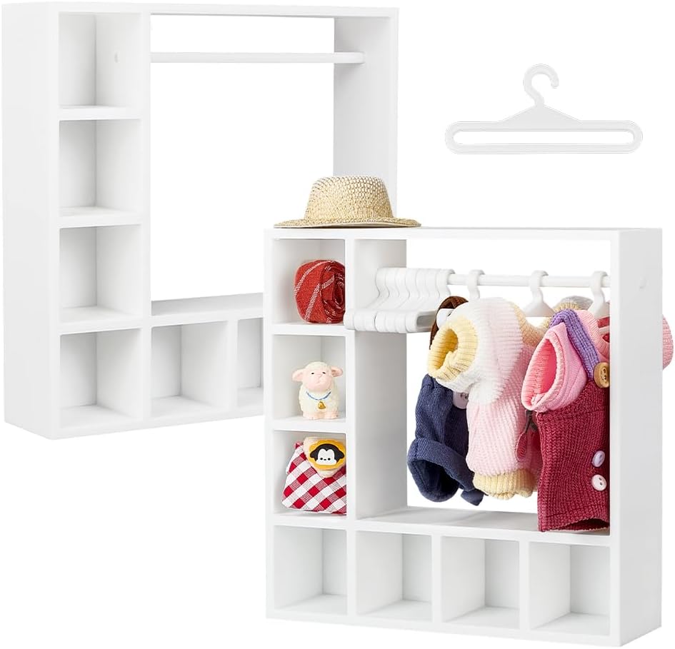 UNICRAFTALE 2 Set White Dollhouse Furniture Display Shelves