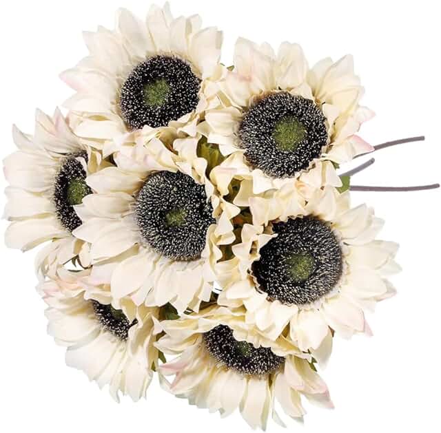 Artificial Decorative White Sunflower Stems