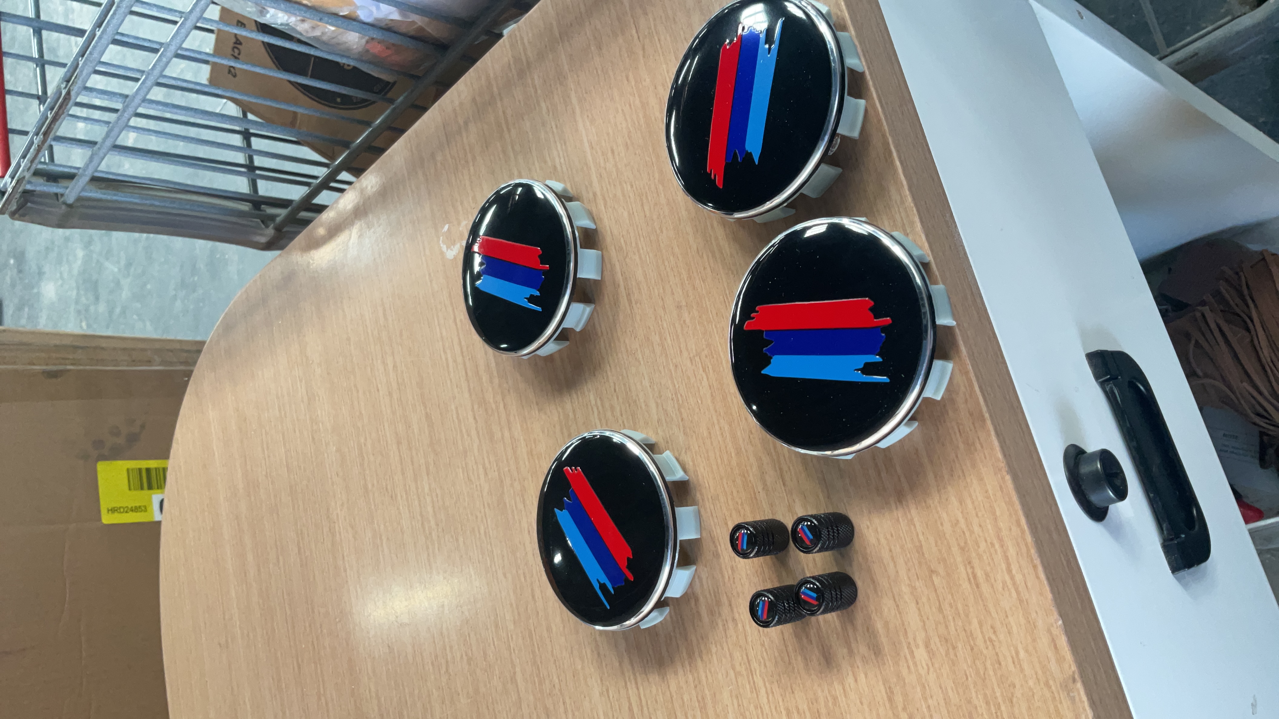 Set of 4 BMW M-Powered Style Performance Brush Stroke Wheel Center Hub Caps