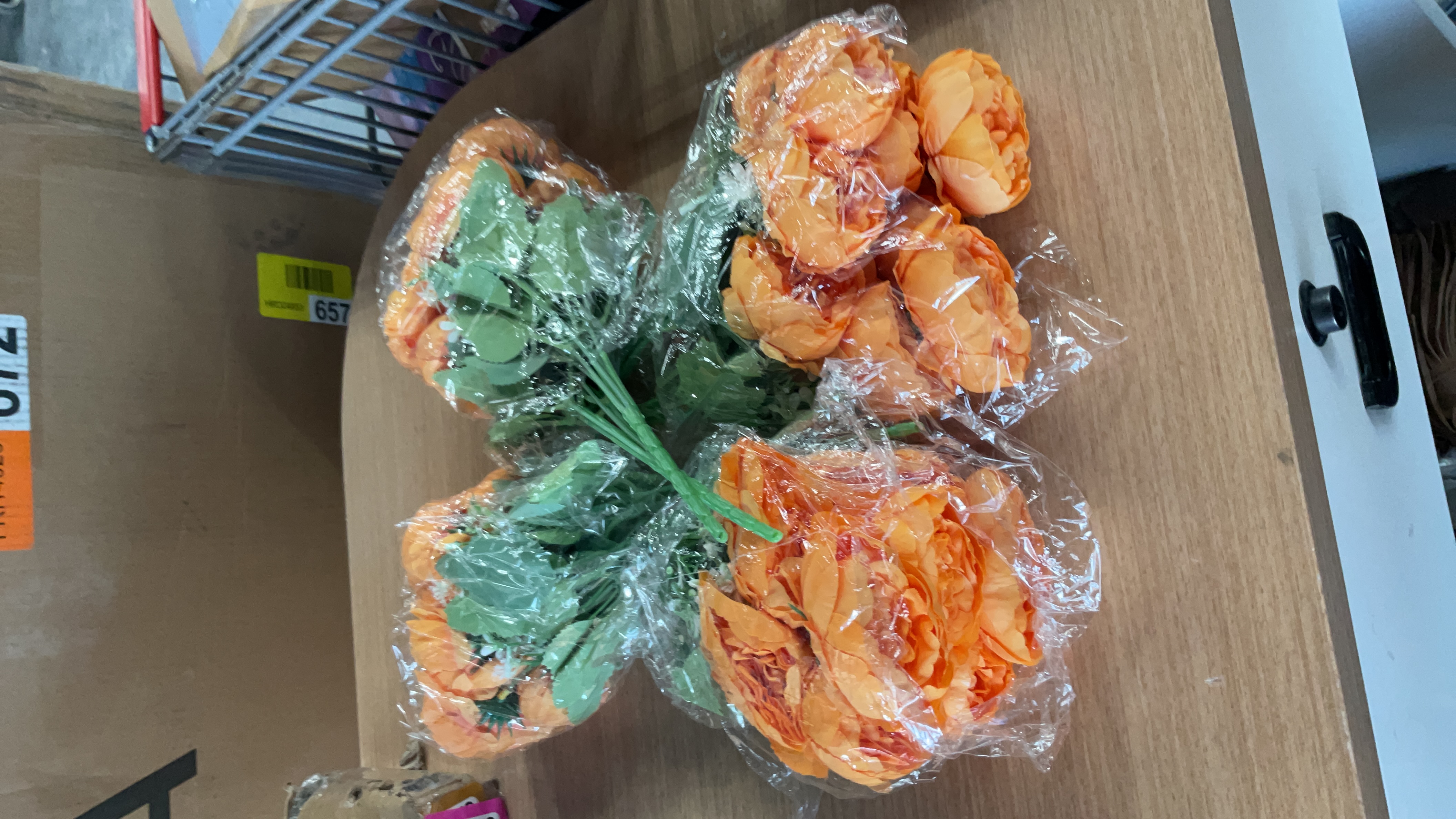 Artificial Orange Peony Flower Bouquet (4 Bunches)