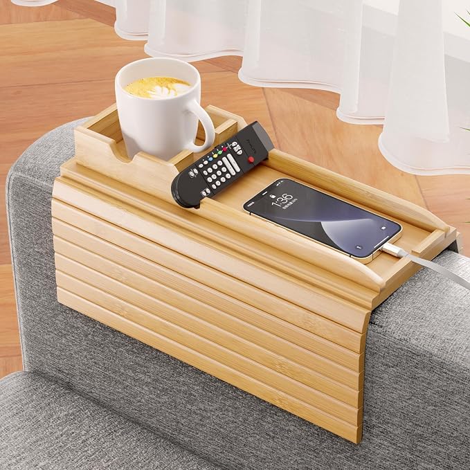 SpaceAid Bamboo Couch Tray Caddy