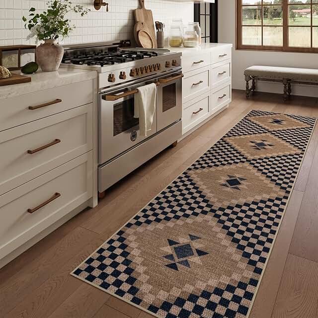 LIVEBOX 6ft Checkered Hallway Runner Rug