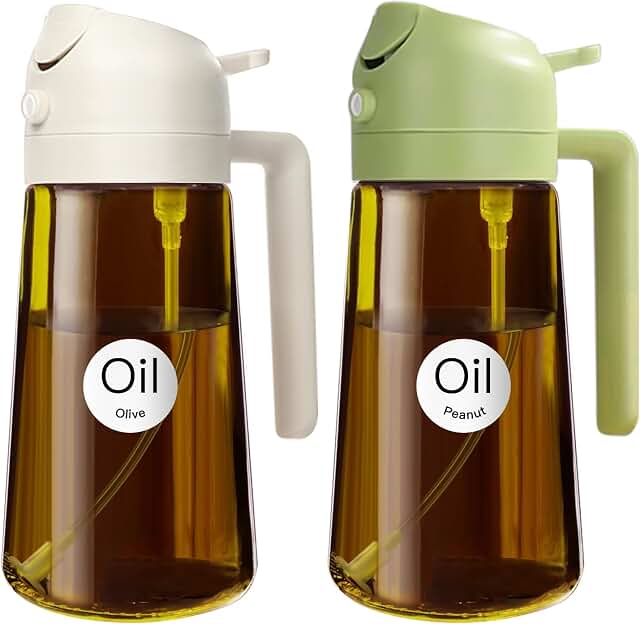 Sprayable and Pourable Oil Bottle Set - Food Grade Pet Material - 2 Pack