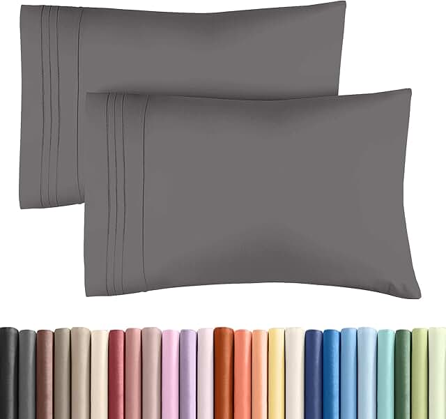 CGK Linens 2 Piece King Microfiber Pillowcase Set Dark Grey