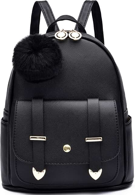 Girls Fashion Backpack / Shoulder Bag - Black