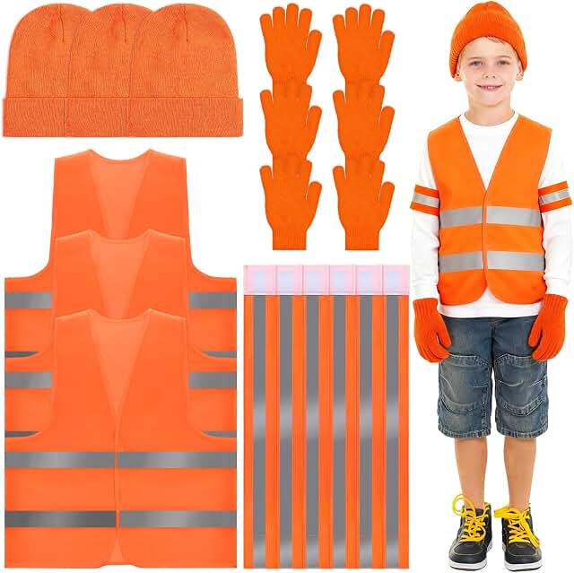 Shinymoon 6 Pcs Orange Hunting Safety Set (Vest, Cap, Gloves) - Large