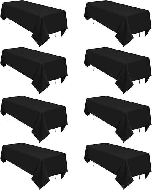 8 Pack Black Tablecloths for Buffet and Camping 229x336cm