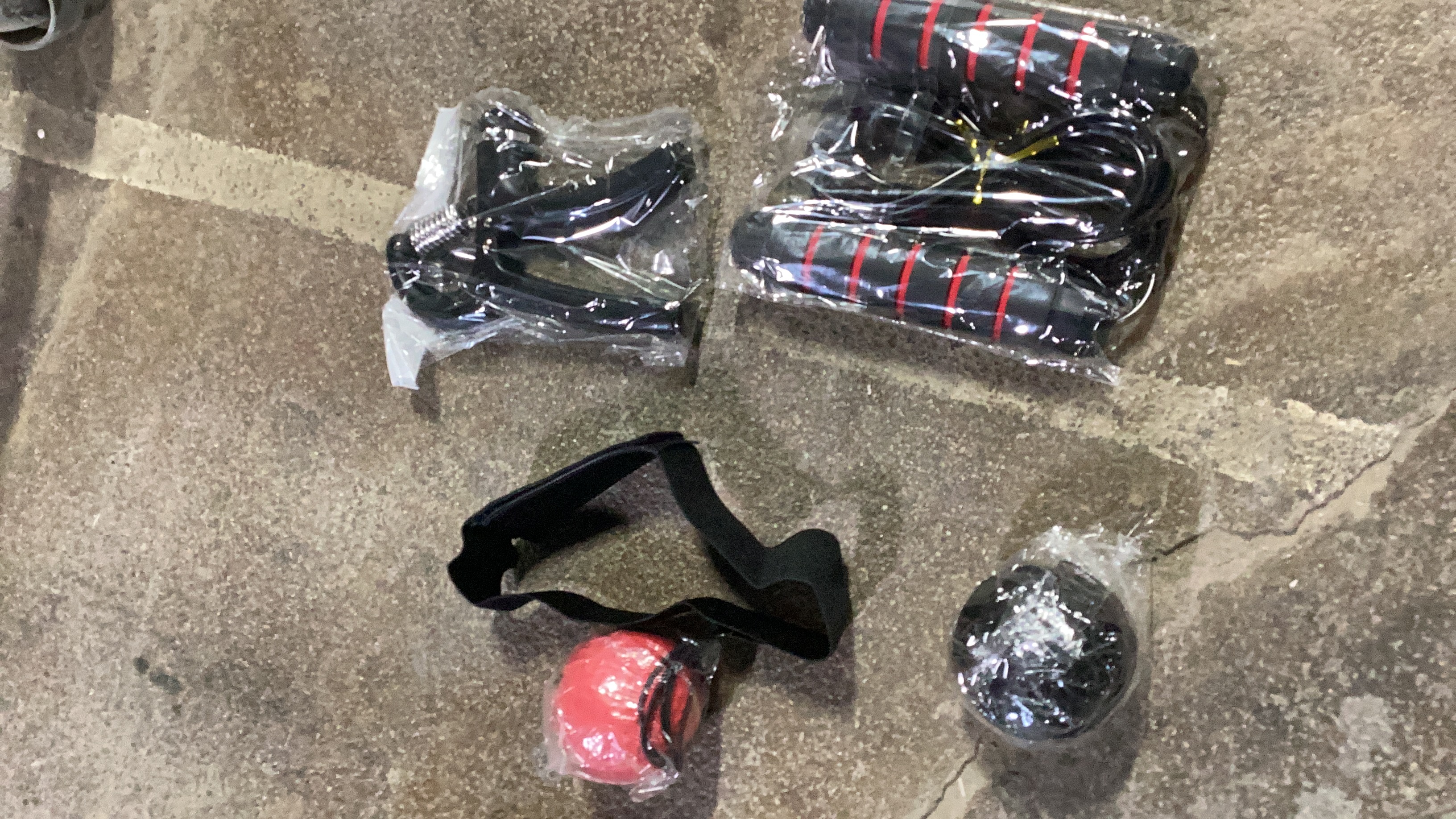 4-Piece Home Fitness Starter Kit (Hand Exerciser, Boxing Reflex Ball, Jump Rope, Massage Ball)