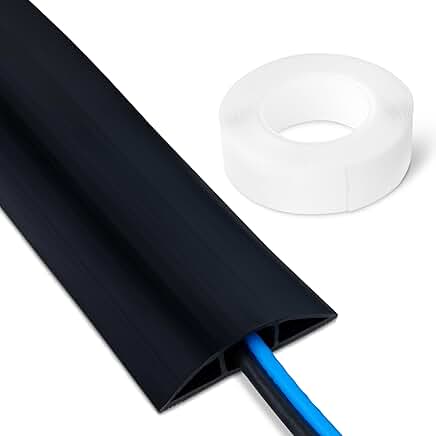Amazon Basics Floor Cord Cover, 6ft length, 2.6in diameter, Black