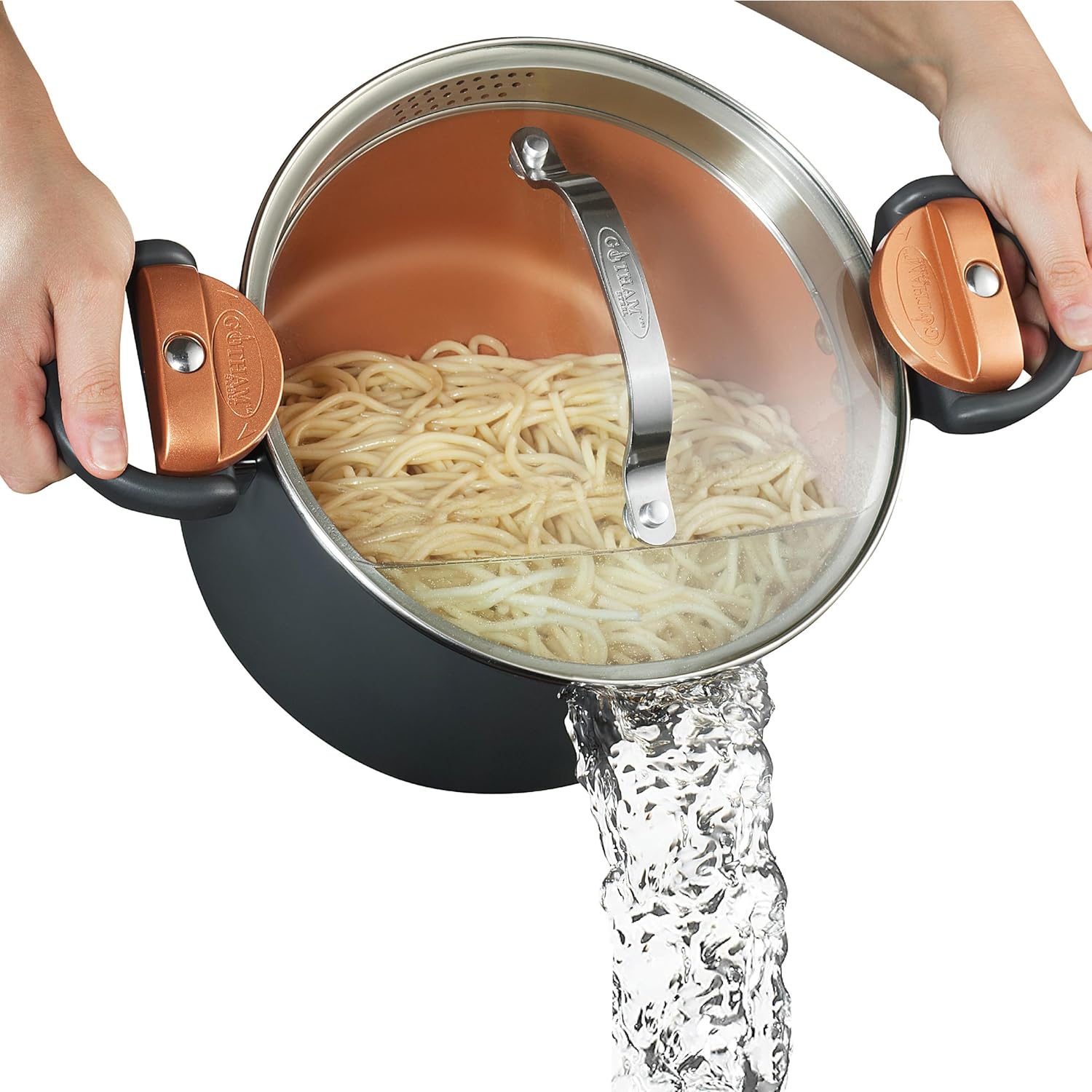 ONE BROKEN HANDLE- Gotham Steel Nonstick 5 quart stock pot