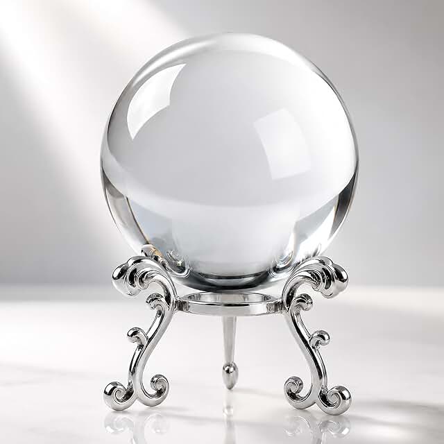 Zerelys Clear Crystal Ball with Metal Stand (4 Inch)