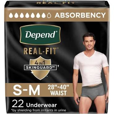 Depend Real-Fit Men's Maximum Absorbency Underwear, S/M, 22 Count