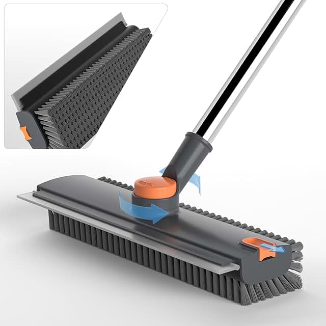 Adjustable Floor Scrub Brush with Squeegee