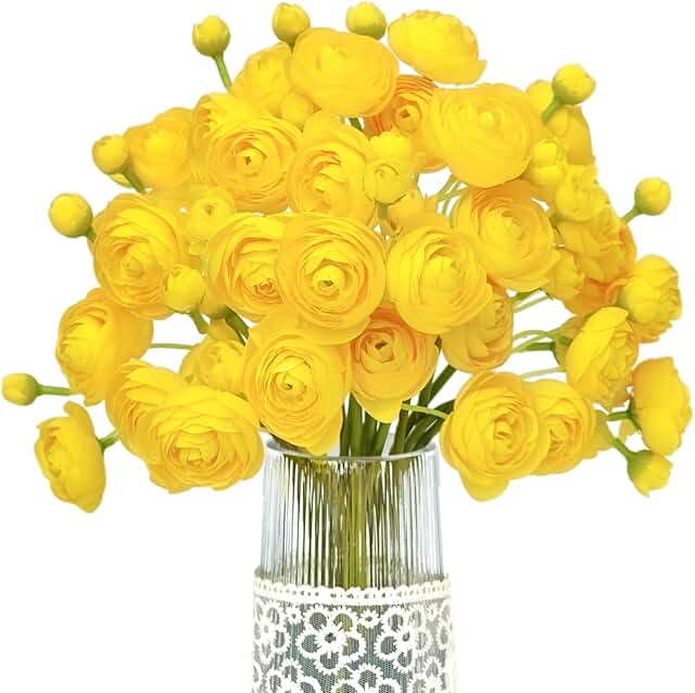 Letjolt Ranunculus Flowers Home Décor, Yellow