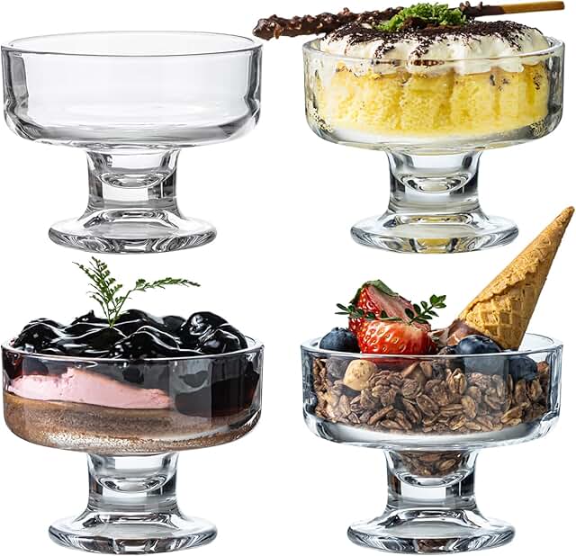 Clear Glass Dessert/Ice Cream Footed Bowl