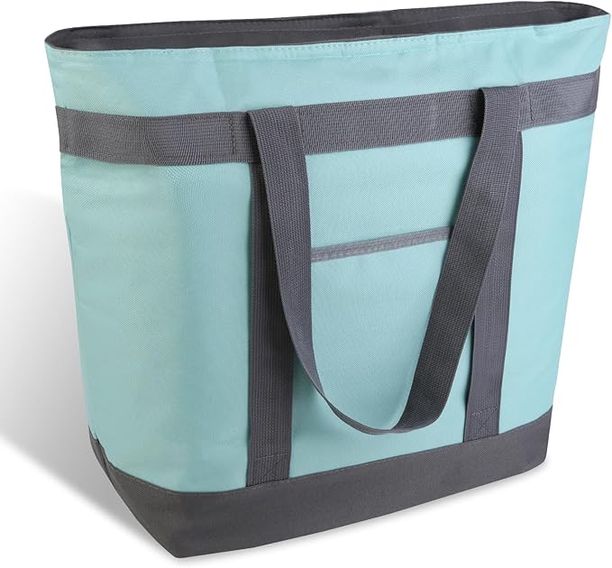 Collapsible Insulated Cooler Tote Bag - Aqua/Grey