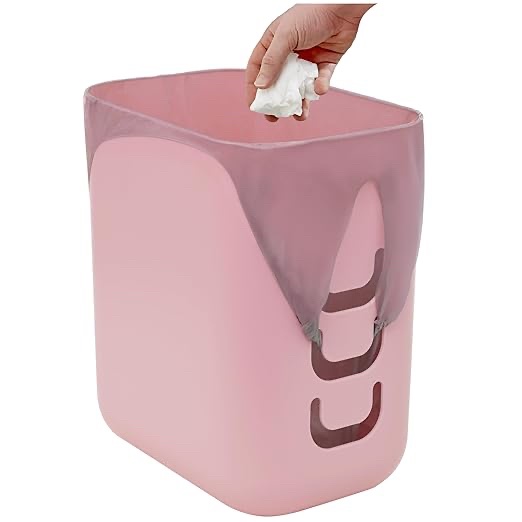 STORi Luup Bathroom Wastebasket, Secure Grocery Bags, Plastic Garbage Container for Vanity, Laundry Room, Kitchen, Office, 2.5 Gallon, Pink, Made in USA : Industrial & Scientific