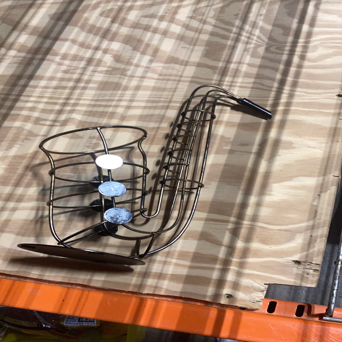 Metal Saxophone Wine Bottle Holder Sculpture