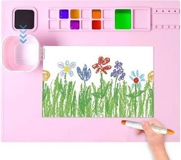 AWOKE Silicone Painting Mat/Craft Mat with No-Spill Magnetic Cup