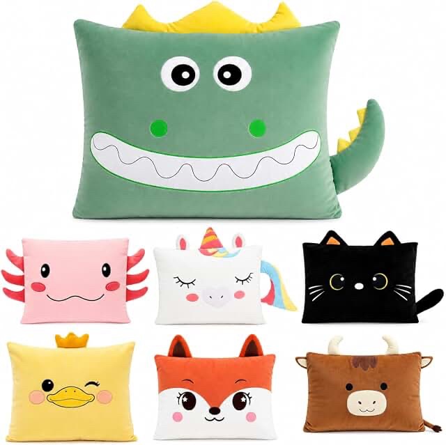 Green Monster Character Decorative Pillowcase with Yellow Spikes