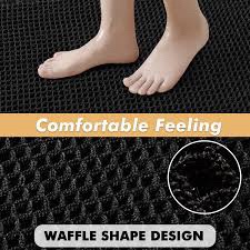 Miulee Waffle Bath Mat - Black 2 pk