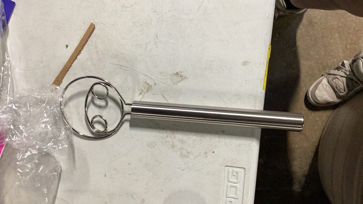 Danish Dough Whisk, Stainless Steel Bread Whisk with Long Handle
