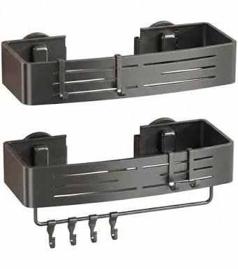 (Clips not included)2pcs Suction Cup Shower Caddy / Bathroom Organizer